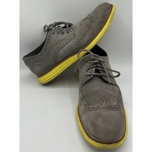 Cole Haan Lunargrand‎ Wingtip Oxford Shoes Gray Yellow Men's Size 8